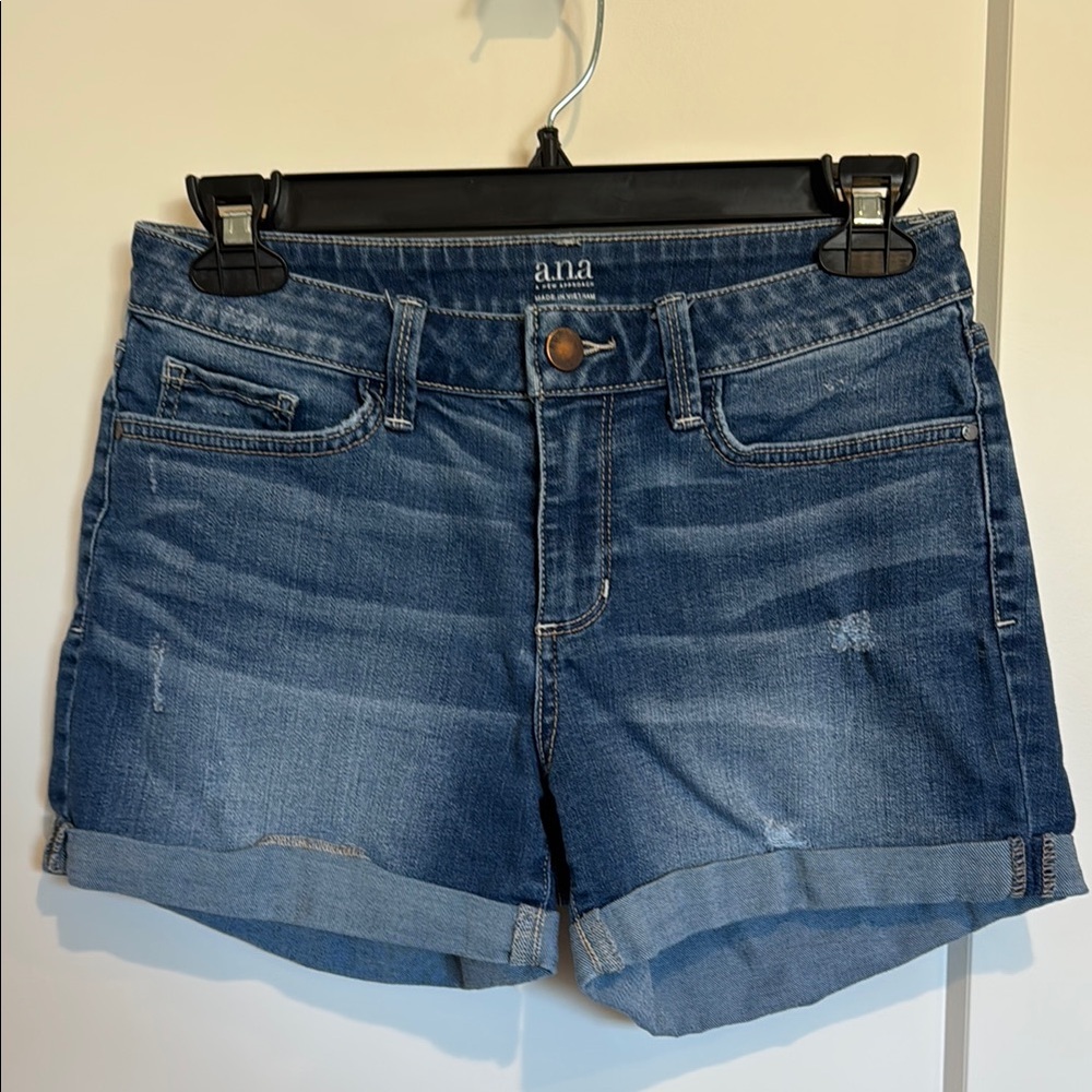 a.n.a Blue Jean Shorts with Cuffed Hem and Mid-Rise Fit